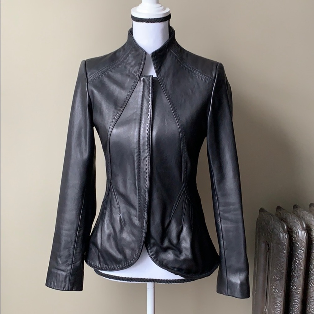 Tahiti “Gwenda” Black Leather ZIP Lined Jacket